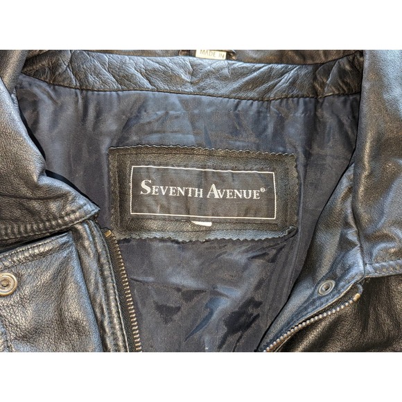 Vintage cincher seventh Avenue leather jacket black trench coat Women size L - Picture 5 of 16
